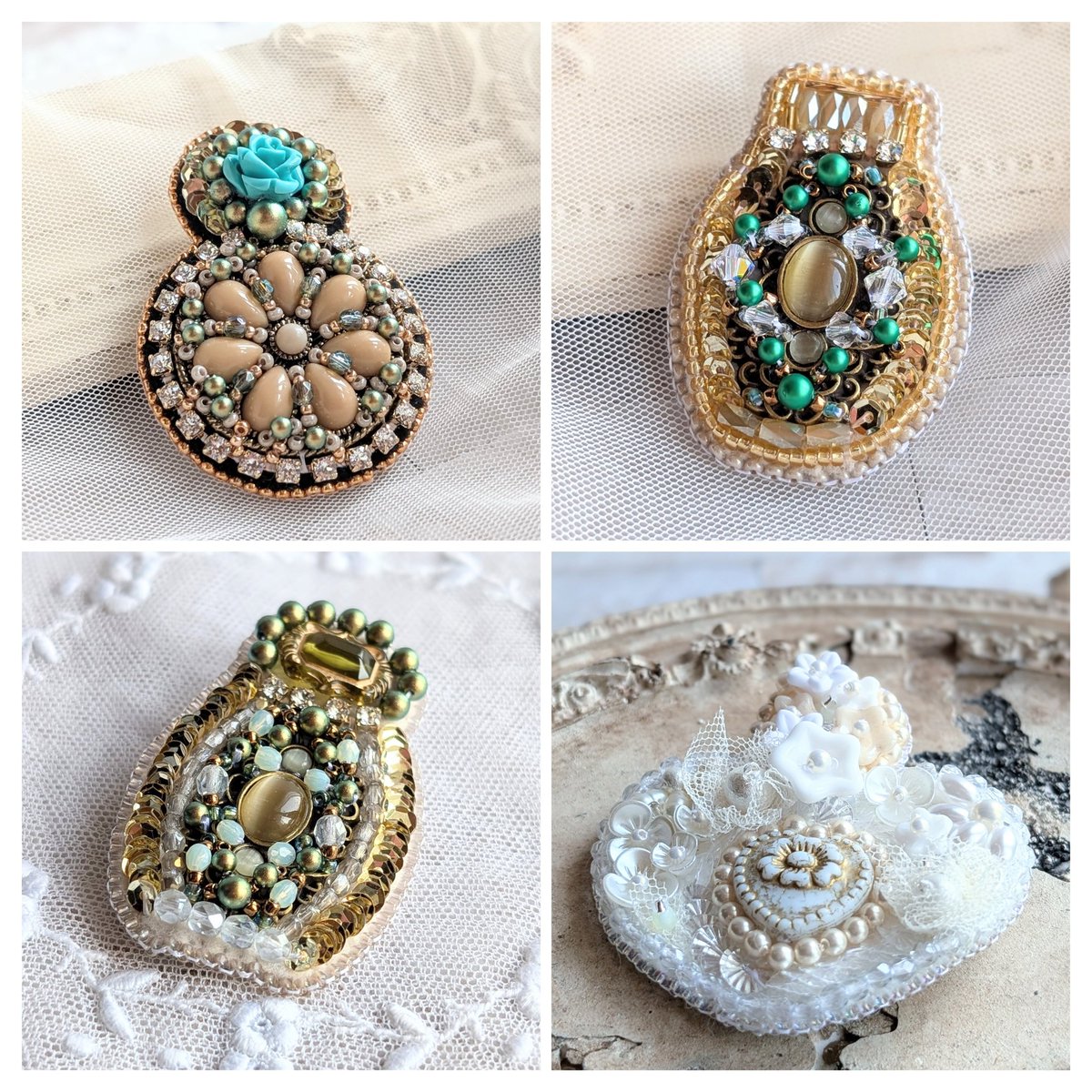 今年人気でしたのは香水瓶モチーフのブローチでした。 #ビーズ刺繍