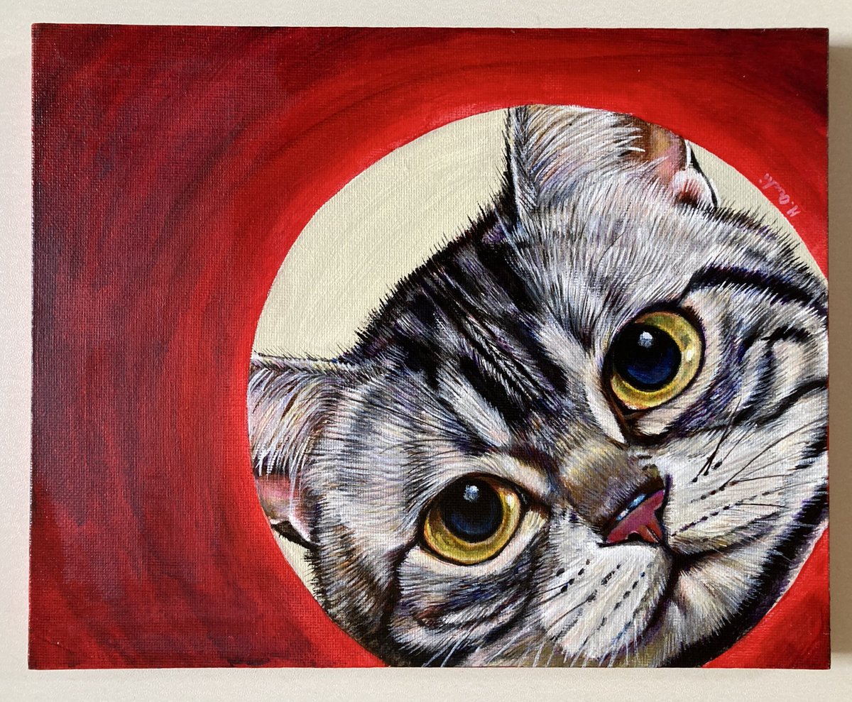 RT @gzlhiro: 穴を覗き込む猫さん🐱 880 キャンバスF3サイズ アクリル