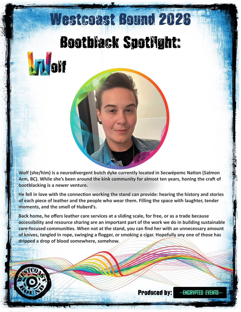 Another addition to our bootblack team, Wolf, is ready to provide service for you at the conference - come on by and say hello!  
#wcbound #kinkeducation #encryptedevents