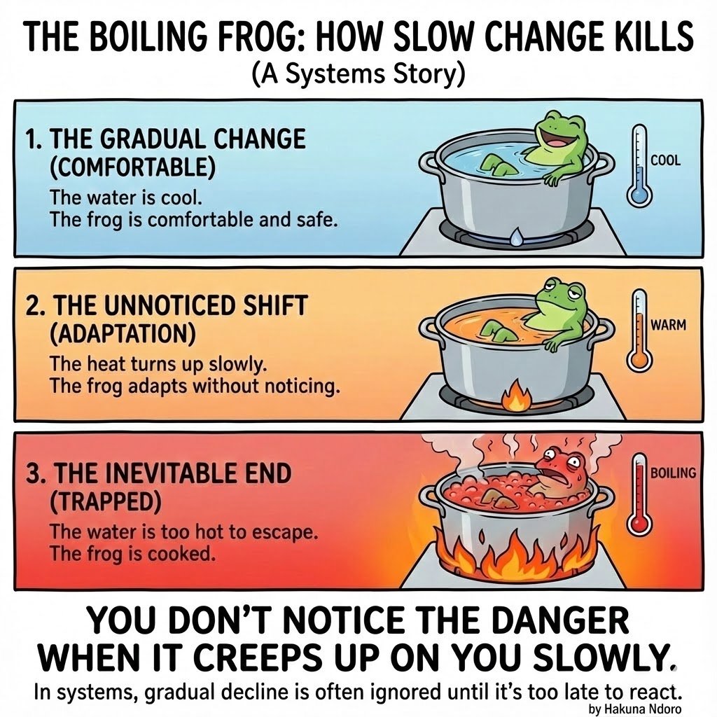hakuComputers's tweet photo. The boiling frog: A Systems Story https://t.co/zbjRrkY9Xj