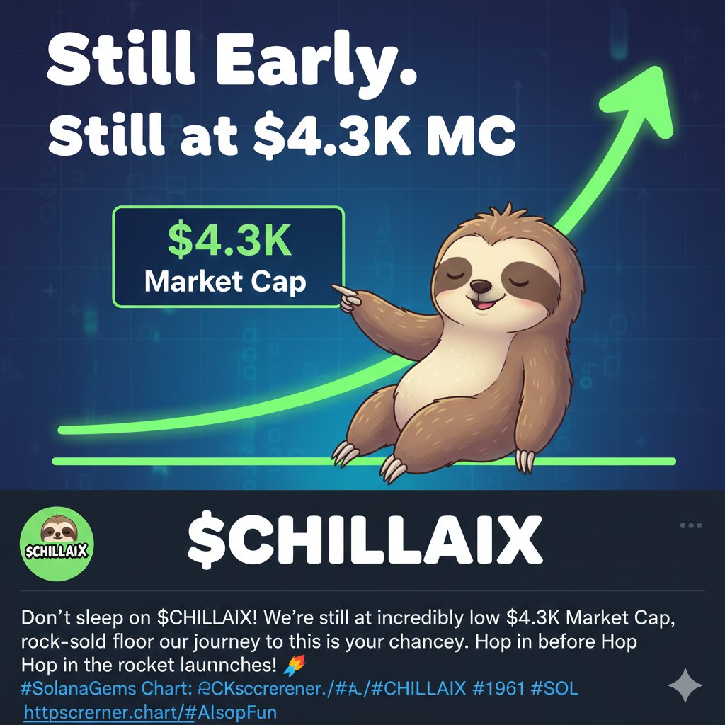 chillaixcoin's tweet photo. Still early. Still at $4.3K. $CHILLAIX.
#Solana #CHILLAIX #SafeDev #PumpFun #CryptoSafety #SOL
https://t.co/IUgCH1NxH0 https://t.co/zNtswFR2I0