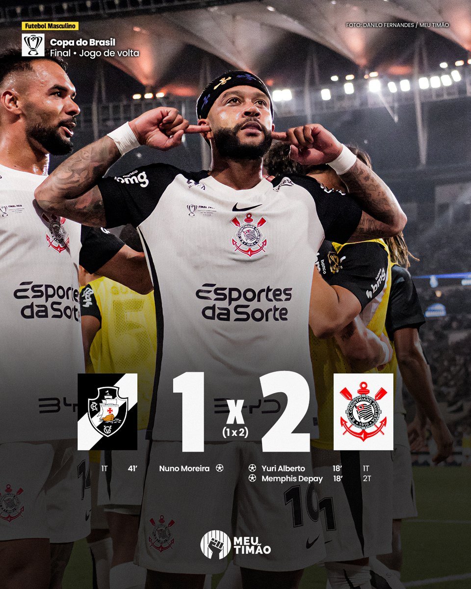 MeuTimao's tweet image. O CORINTHIANS VENCE O VASCO NO MARACANÃ E CONQUISTA A COPA DO BRASIL 2025 🖤🔥

📸 @DFDaniloFoto / Meu Timão

🔴 Apoio: @KTO_brasil - Jogue com responsabilidade (+18)