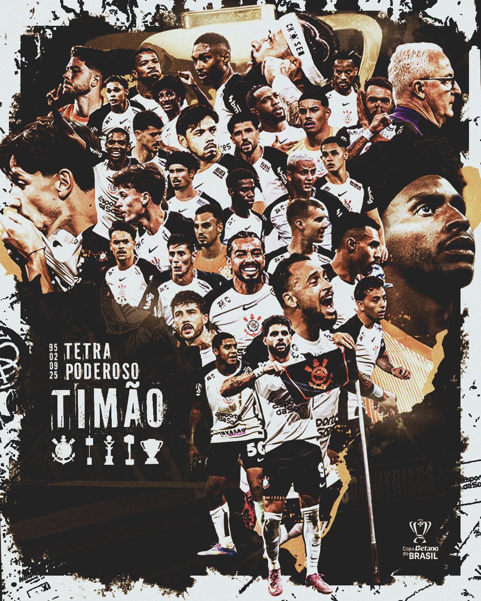 Corinthians's tweet image. ACABOOOOOOOOOOOOUUUUUUUUUU!!!!!!!!!!!!!!!!!!!!!!!!

PODE SOLTAR O GRITO, FIEEEEEEL!!!!!! 🗣️

O SPORT CLUB CORINTHIANS SE TORNA PELA 4️⃣ª VEZ CAMPEÃO DA COPA DO BRASIL!!!!!!!!! 🦅

É, CAMPEÃO!!!!!!!! É, CAMPEÃO!!!!!!!! 🏆🏆🏆🏆

VAAAAAAAAAAAAAAAAI, CORINTHIANS!!!!!!!!!!!!!!!! 🏴🏳️…