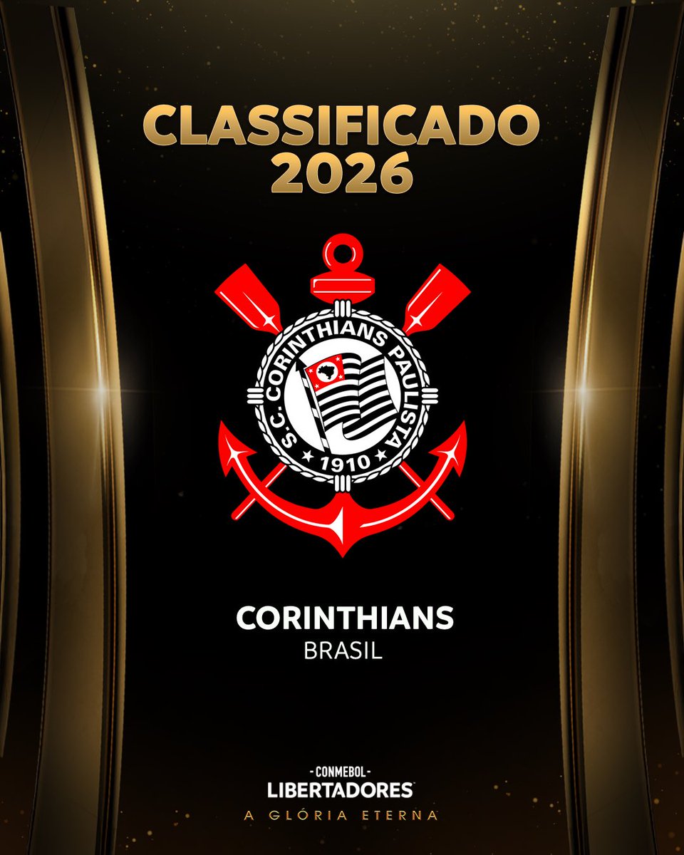 LibertadoresBR's tweet image. 🇧🇷🖤 @Corinthians de volta! O novo campeão da @CopaDoBrasilCBF está classificado para CONMEBOL #Libertadores 2026.