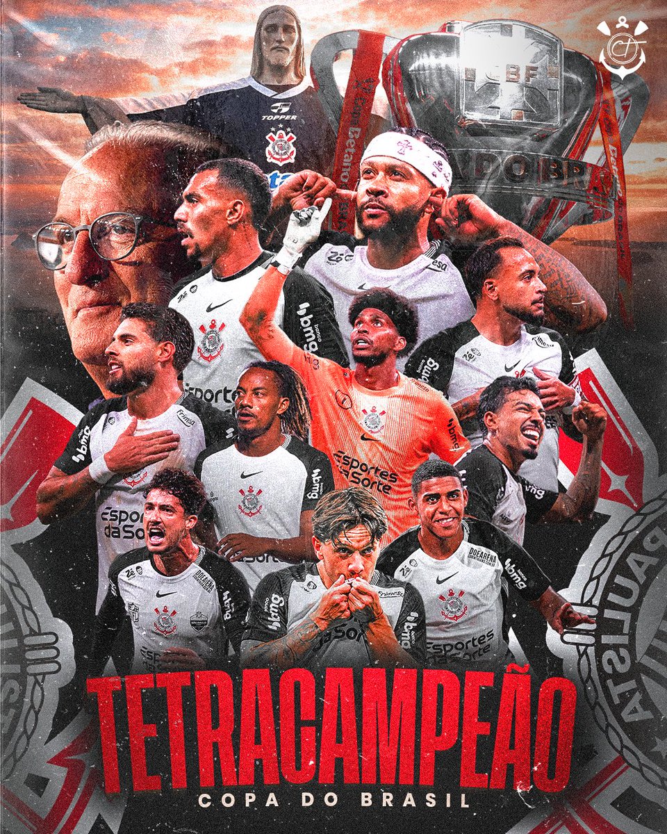 centraldotimao's tweet photo. É TETRA! 🏴🏳️

O Corinthians é tetracampeão da Copa do Brasil. Pode comemorar Fiel!!!! https://t.co/d6XfgDjCg8