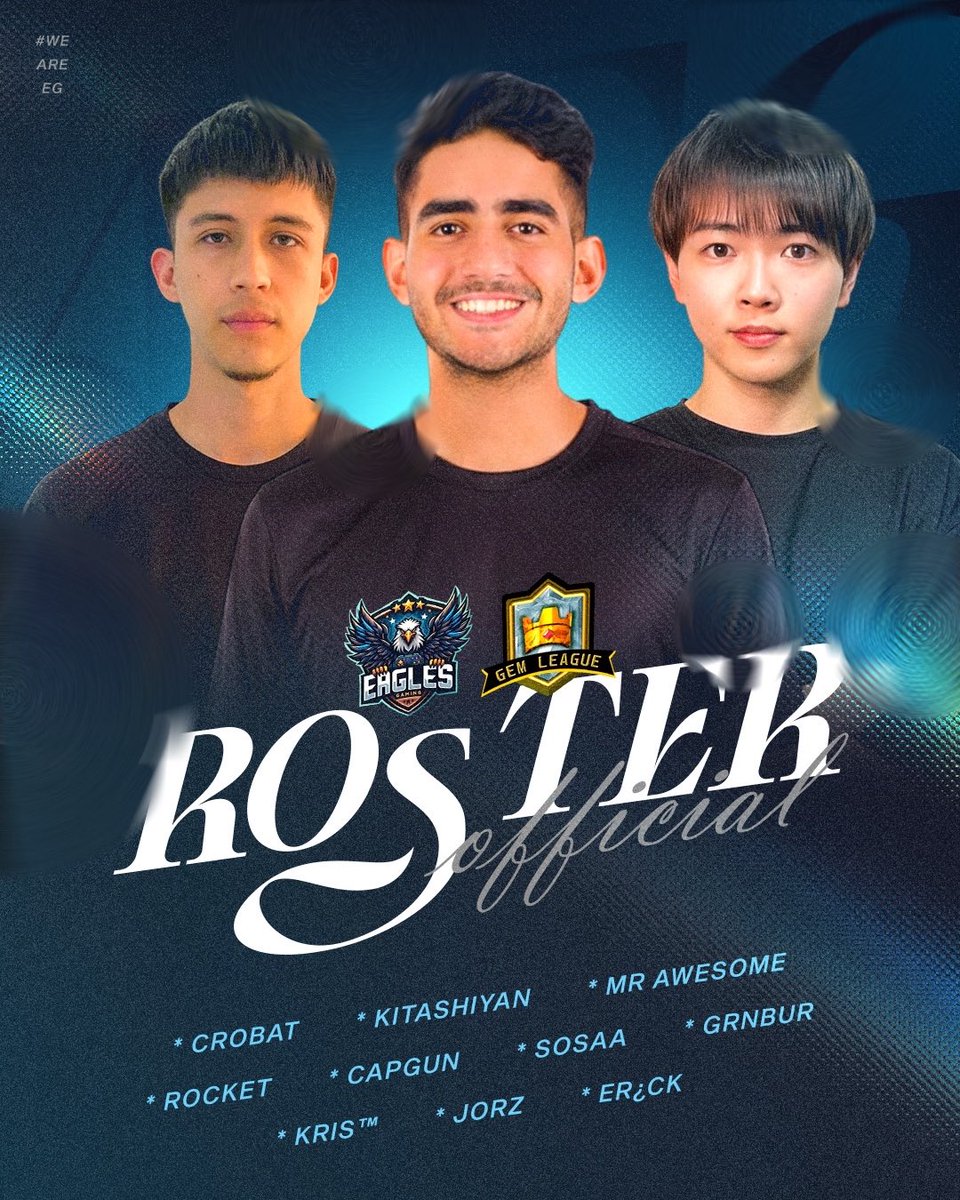 EaglesGamingCR's tweet photo. Representing #EG for @GemLeague 

STAFF:
🇺🇸@Clash_Modesta
🇬🇷@Spoiger_cr
🇦🇺@alemgee1
🇸🇪@jan0sk19
🇧🇬@plamensyyy
🇪🇬@AxoSeif
🇨🇾@Veneficous13

PLAYERS:
🇪🇬@capgunop
🇪🇸@Jorz221
🇧🇬@Kris7133
🇲🇽@grnbur
🇩🇪@sosaa_cr
🇯🇵@Kitashiyan
🇯🇵@Crobat1217
🇵🇪@zErickk08
🇨🇴@RocketCR_
🇪🇬@TheAwesomeCR https://t.co/MlD7WUjYqb