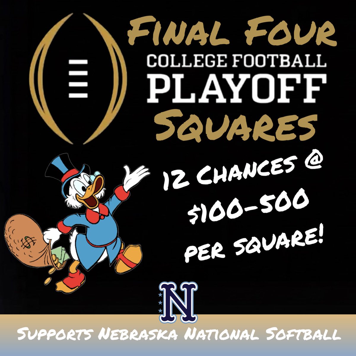 Beat $crooge &amp; win some serious💰! Plus, you’re supporting top level softball players!
Enter by using link!
superbowlpoolsite.com/contest/626032
•$50 entry/square
•Keep same square all 3 games w/ new randomized #’s for each game.
•Pay via Venmo (<a href="/brettt07/">Brett Taylor</a>) after taking your square(s).