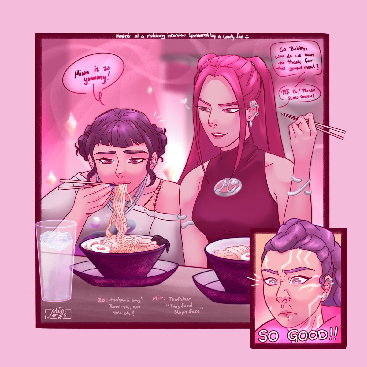 Thank you <a href="/Crushkay123123/">Crushkay✨C0MMS FULL✨️ZOEMIRA ZOEMIRA ZOEMIRA ZOEM</a> for the K-pop demon hunters X Shin ramyun packs!!!

Sharing the cute dinner moment I drew as a thank you gift with my lovely diner guests as well🫡🌸✨💖