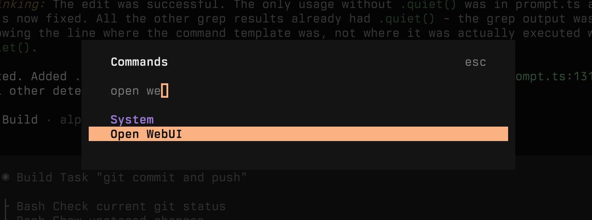 OpenCode Open WebUI command