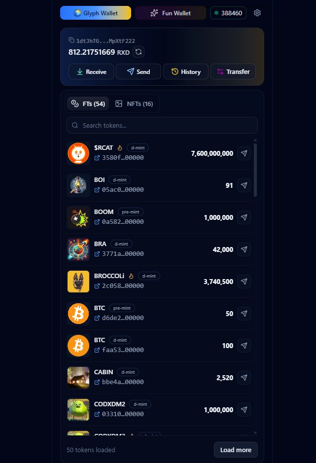 Glyphium's tweet image. 🚨 Glyphium is entering a new era.
Tokens moving. Mints happening. Everything in real time.
If you’re on Radiant, this is for you.

Introducing wallet.glyphium.com 🚀
Our new web wallet for the Glyph ecosystem.

🔥 From today you can:
• Check your RXD balance
• Manage…
