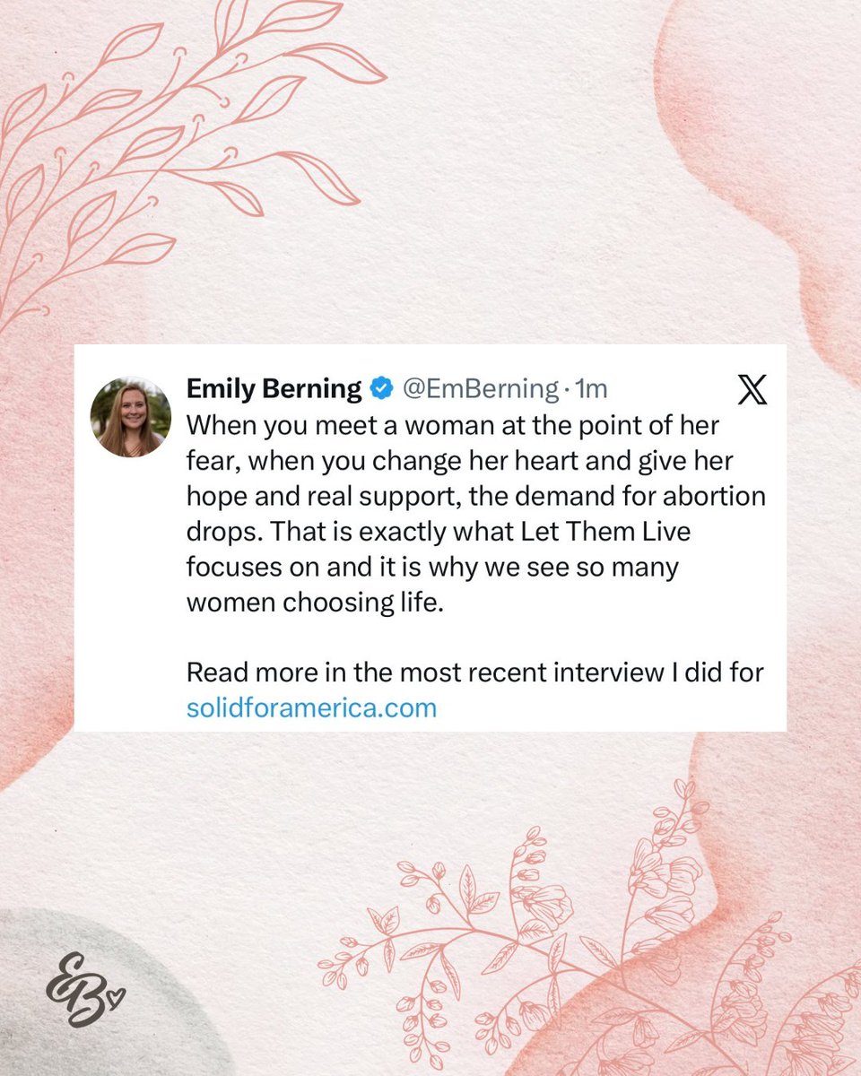 EmBerning's tweet image. The demand for abortion drops when we meet women where they are at, and provide real hope and support. This is how we’ve helped so many women choose life. Check out the online magazine solidforamerica.com for the full interview.
