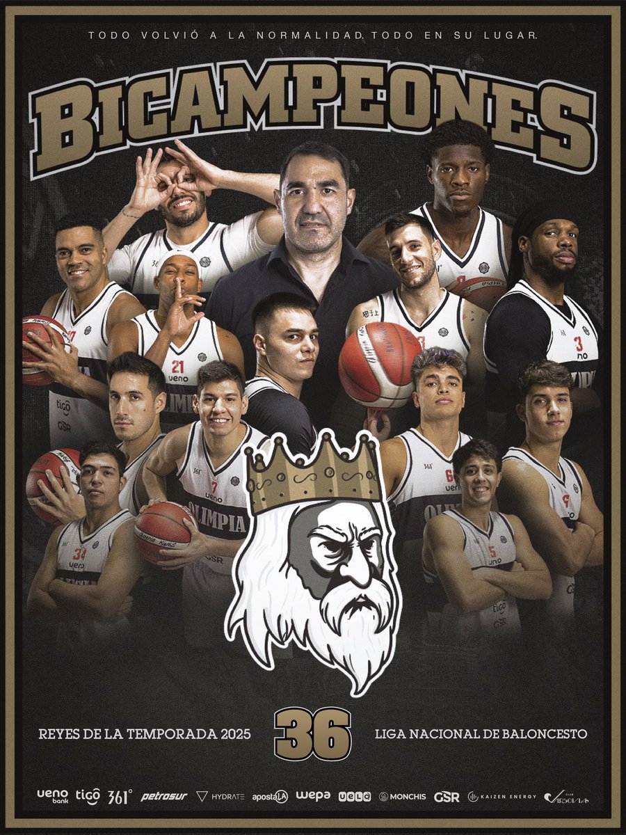 👑 𝐄𝐋 𝐑𝐄𝐈𝐍𝐀𝐃𝐎 𝐒𝐄 𝐒𝐎𝐒𝐓𝐈𝐄𝐍𝐄. 

𝑶𝑳𝑰𝑴𝑷𝑰𝑨 lo volvió a hacer.

La estrella 3️⃣6️⃣ ya brilla en lo más alto ⭐️ y confirma lo que este escudo exige.

¡Somos 𝐁𝐈𝐂𝐀𝐌𝐏𝐄𝐎𝐍𝐄𝐒 de la LNB 2025! 🏆🏆

🤍🖤🤍