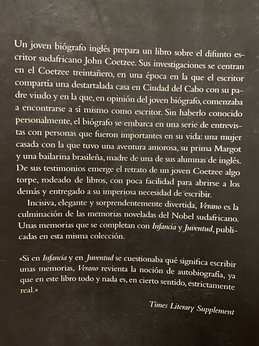 J. M. Coetzee, Verano, Ed. Mondadori, 2010, 255 pp., $150.00 MXN