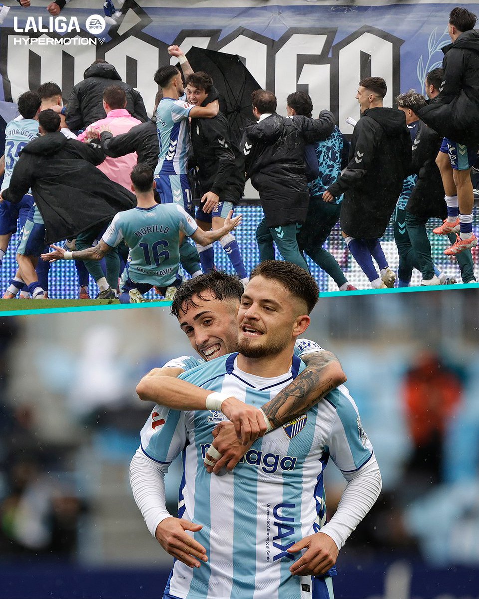 LaLiga2's tweet photo. 🩵 El éxtasis de La Rosaleda.

#LALIGAHYPERMOTION | @MalagaCF https://t.co/4SQCby9goj