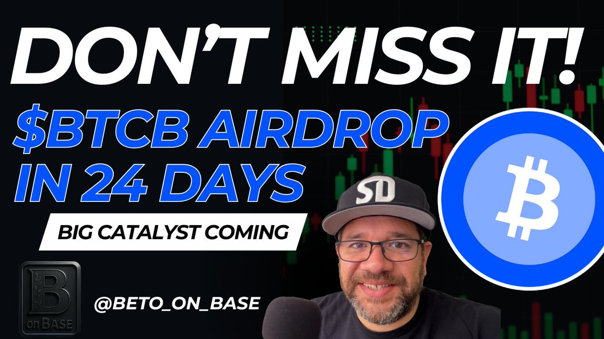 🚨 24 days left until the $BTCB airdrop 🚨

The <a href="/BTC_On_Base/">Bitcoin on Base</a> chart is setting up, attention is building, and positioning matters now — not later.

I break down the setup, the timeline, and how to prepare in this video 👇
🎥 youtu.be/E9TsHlFv8uo
