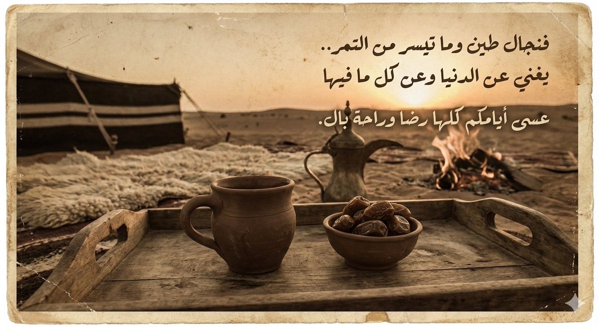 AlhasaDate's tweet photo. يقول الشاعر:

"فنجال طين وما تيسر من التمر.. 

يغني عن الدنيا وعن كل ما فيها" ☕️💛

عسى أيامكم كلها رضا وراحة بال.

#منقيه_النايلات
#عطنا_صورة_من_تصويرك 
#صباح_الخير https://t.co/4gYKm45IDK