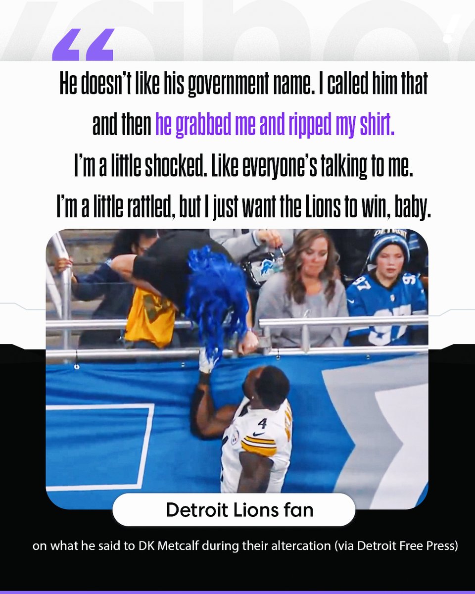 AllenzView's tweet photo. RT @YahooSports: The Lions fan involved in the incident with DK Metcalf speaks out on what started the altercation. https://t.co/tqehefRxe0