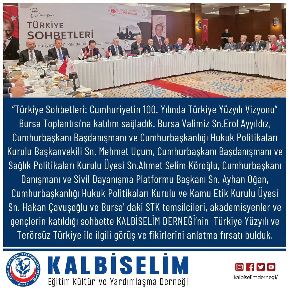 Kalbiselim16's tweet photo. CUMHURBAŞKANLIĞI TÜRKİYE SOHBETLER  TOPLANTISINA KALBİSELİM DERNEĞİ OLARAK KATILIM SAĞLADIK. https://t.co/UqryjSFJGB