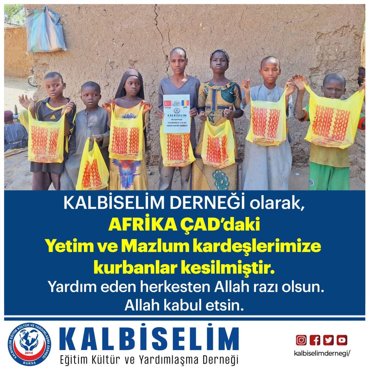 Kalbiselim16's tweet photo. KALBISELIM DERNEĞİ OLARAK AFRIKA CAD'DA YETIM KARDEŞLERİMİZE 25 KURBAN KESIMI YAPILMISTIR. 
EMEGİ VE KATKISI OLAN TÜM BAĞIŞCILARIMIZA TEŞEKKÜR EDERİZ https://t.co/yUVXB5OBiF