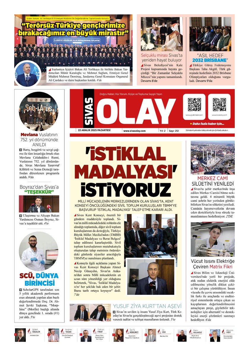 Sivas,İstiklal Madalyası istiyor.
sivasolay.com