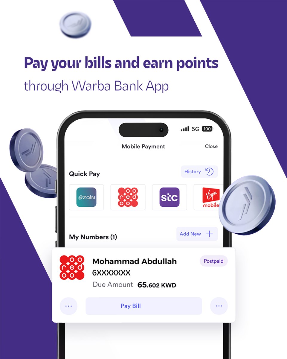 ادفع فواتيرك عبر تطبيق بنك وربة وزيد نقاطك بالمخبة. ⁣
⁣
يمكنك من خلال نقاط المخبة:⁣
- تحويل النقاط إلى أصدقائك ⁣
- ⁠دفع فواتيرك⁣
- ⁠تعبئة البطاقات الائتمانية⁣
- ⁠شراء قسائم ديجيتال ⁣
- ⁠تحويل النقاط إلى حسابك البنكي⁣
⁣
Pay your bills through Warba Bank’s app and earn