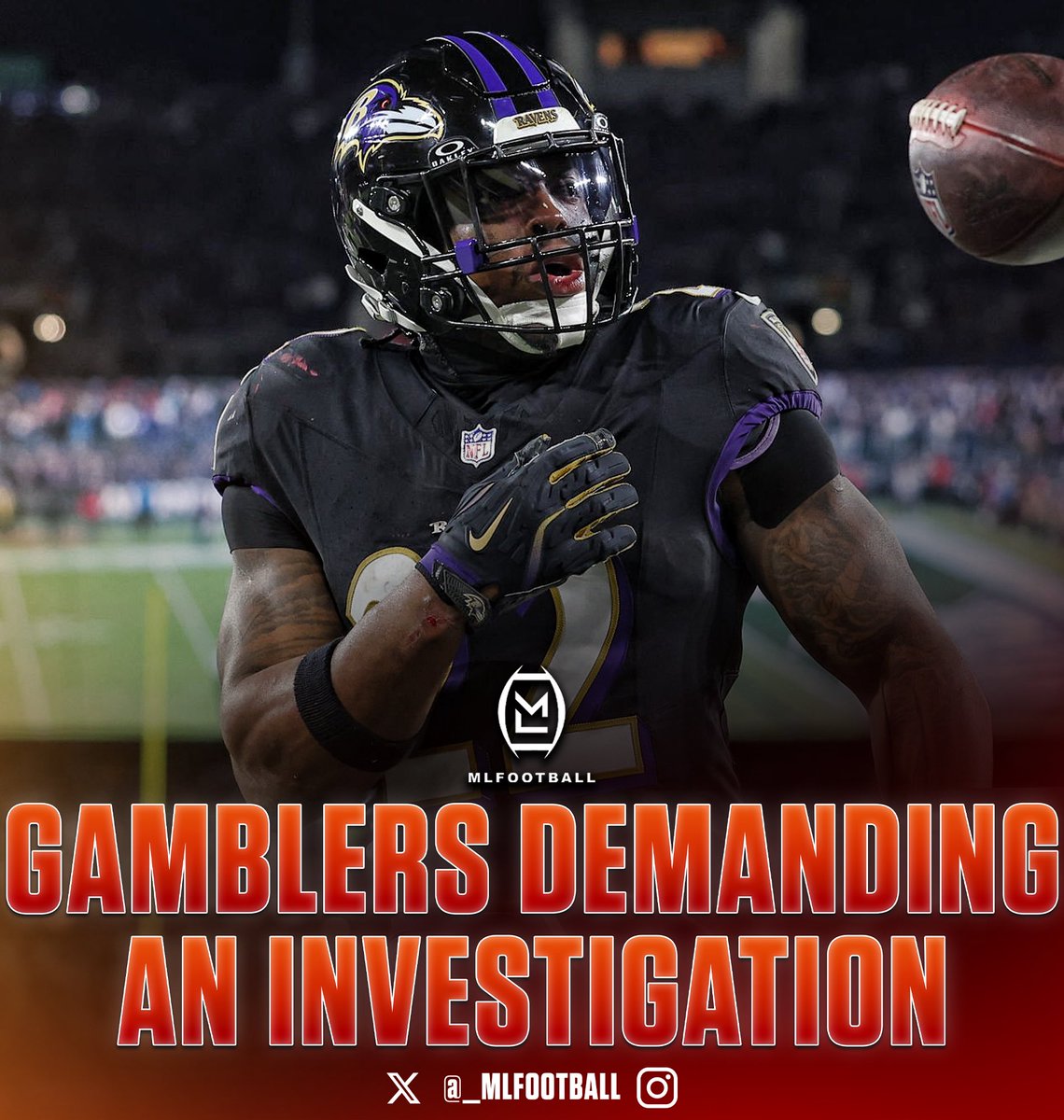 MLFootball's tweet image. 🚨🚨BREAKING🚨🚨

SPORTS GAMBLERS ARE DEMANDING THE #NFL INVESTIGATE THE #RAVENS AND JOHN HARBAUGH.

Baltimore running back Derrick Henry scored his second TD of the game and did not get a single touch after that.

Henry was basically benched after 128 yards and two touchdowns 😳