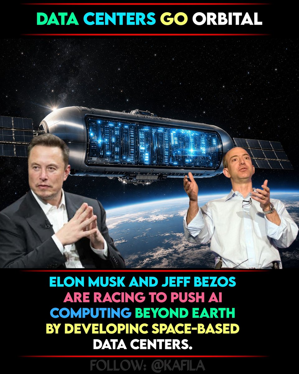 Irantimes72's tweet image. @elonmusk and @JeffBezos are pushing the next frontier of #ArtificialInteligence  by exploring #spacebased data centers. The idea is to move energy-hungry AI computing beyond #Earth