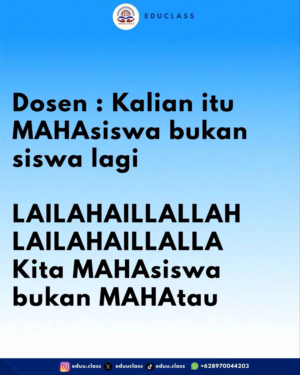 eduuclass's tweet image. Siapa nih dosennya yang sering bilang gini jugaaa?

#akhirtahun #mahasiswa #sempro #mahasiswaakhir #joki