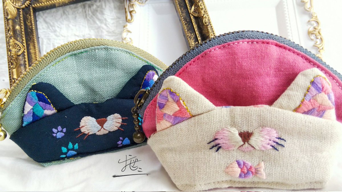 確認(((^-^)))✩.*˚オーダー ハンドメイド ねことまどろみ時間 #365DIYtheme 手刺繍で1本1本、シルエットとタイル