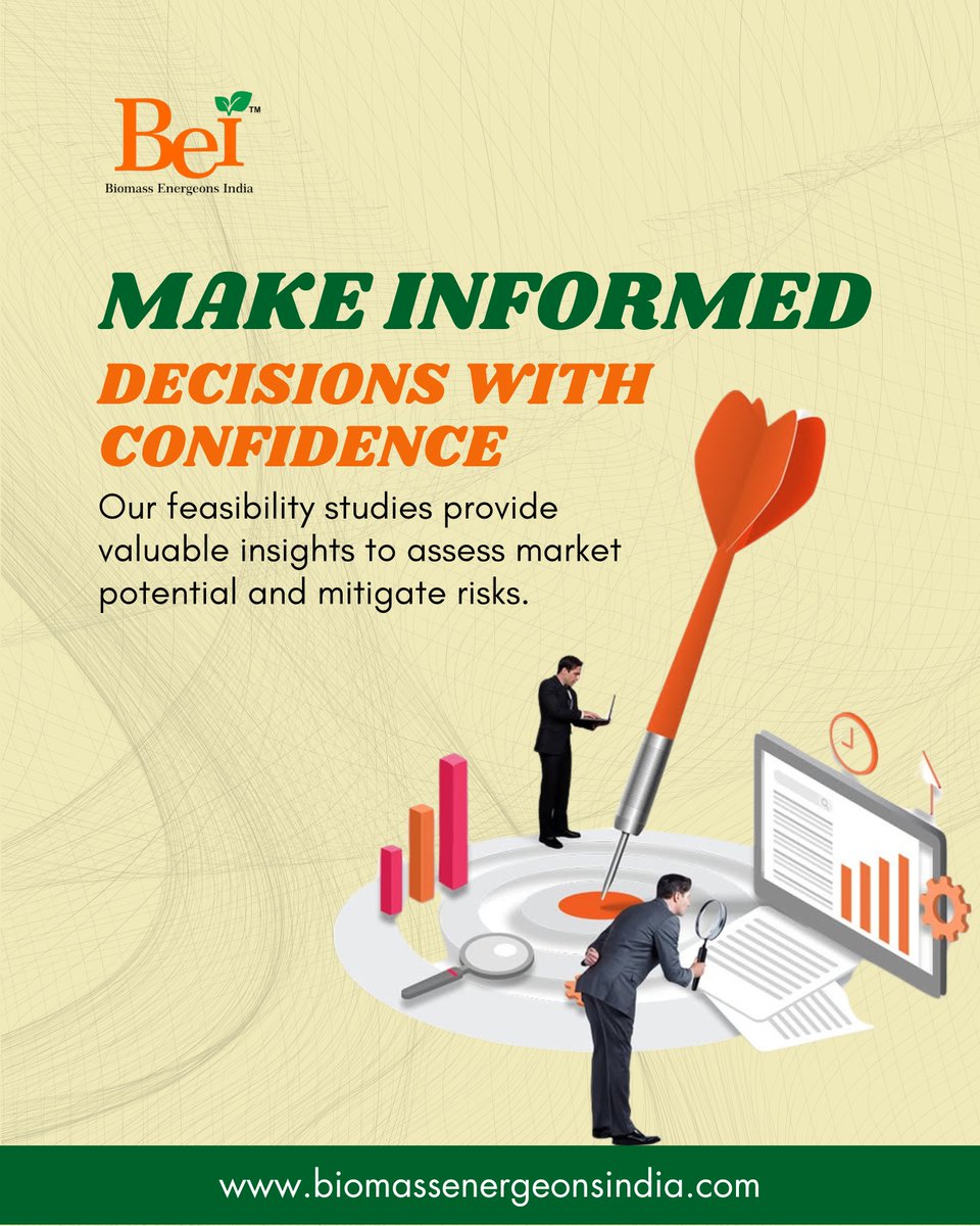 biomass_bei's tweet image. Make informed decisions with confidence. Our #FeasibilityStudies deliver clear insights on market potential, project viability, costs, risks, and ROI, helping you plan biomass projects with clarity, accuracy, and long-term sustainability. #BiomassEnergeonsIndia #Biomass