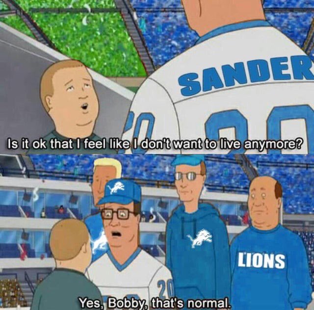 TheGilpatrick's tweet image. Being a @Lions fan: