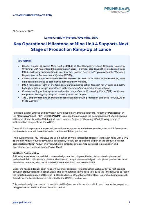 Peninsula Energy Limited tweet media