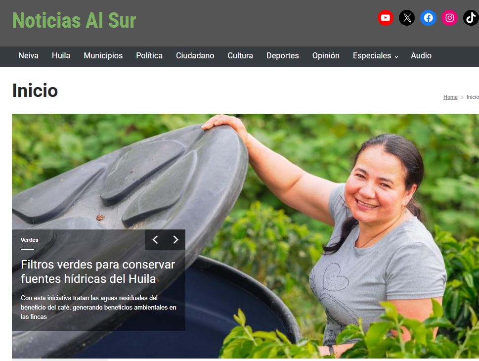 #Ahora Filtros verdes para conservar fuentes hídricas del Huila ... noticiasalsur.co/filtros-verdes… #Neiva #Huila <a href="/GermanBahamon/">German Bahamon Jaramillo</a> <a href="/FedeCafeteros/">Federación Nacional de Cafeteros</a> <a href="/FNC_Huila/">Comité de Cafeteros del Huila</a> #Navidad #Navidad2025 #PlanExodo #Novena #Pesebre #EpsteinFiles #Epstein #ViajeSeguro #Café <a href="/CAMHUILA/">CAMHUILA</a> #FiltrosVerdes #21Dic #NiñoDios