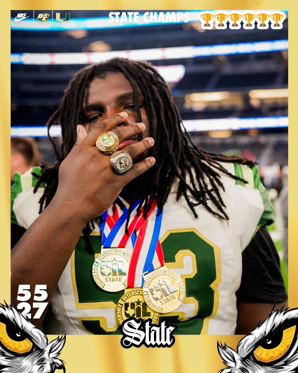 FootballDesoto's tweet photo. We were unranked ending into district play, now we are State Champs. 💍🙌 https://t.co/2klnmALECM