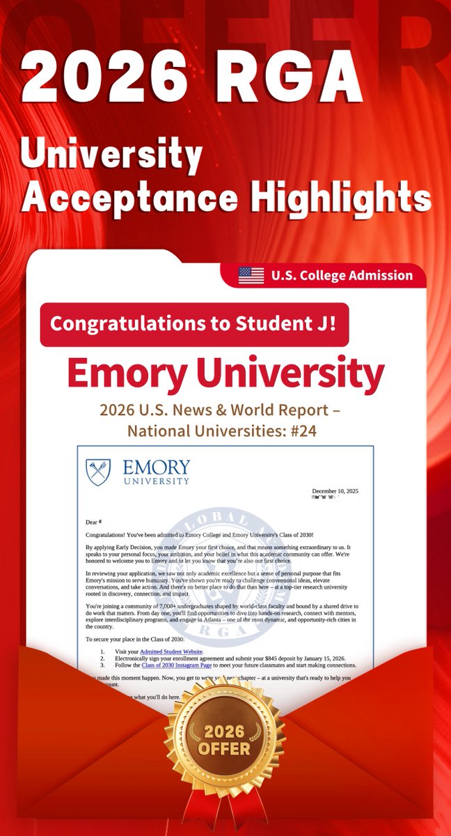 readyglobal's tweet image. Congratulations to our students on receiving university offers from top U.S. institutions! 🎊
These acceptances reflect their hard work, academic commitment throughout their journey at RGA. 👨‍🎓
We are proud to support our students as they take the next step toward their future! 🎉