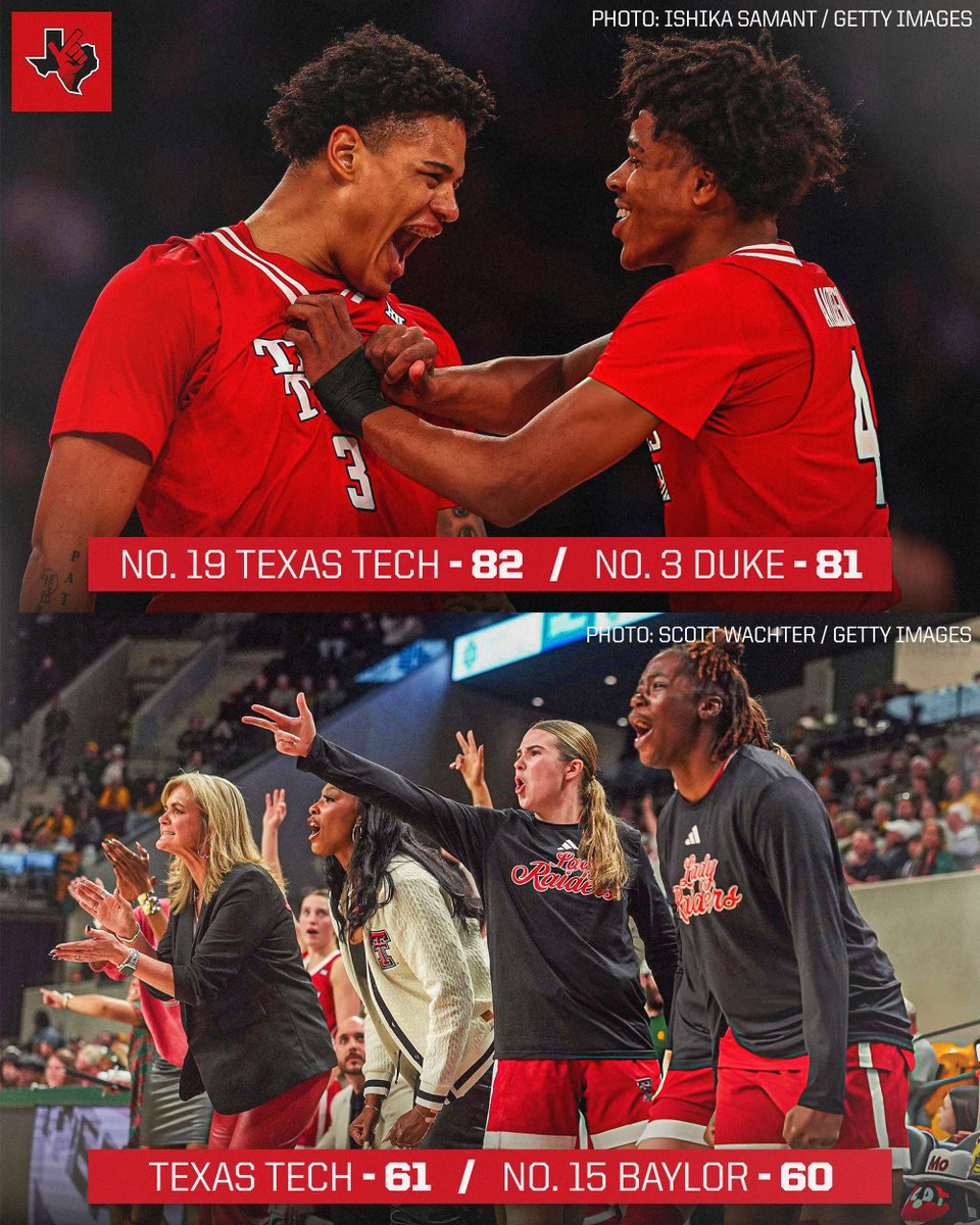 gunsupnation's tweet photo. Double wins for the Double T! A GREAT weekend to be a Red Raider! 🏀 https://t.co/St78I9CxNK