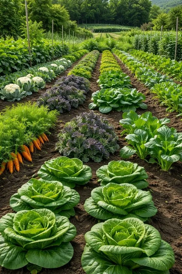 AgiriteMedia's tweet image. Organized Vegetable Rows Supporting Healthy Crop Growth

The image shows a well-maintained vegetable garden arranged in long, evenly spaced rows filled with leafy green crops. 
The plants appear healthy and vigorous, with rich soil carefully shaped into raised beds that promote…