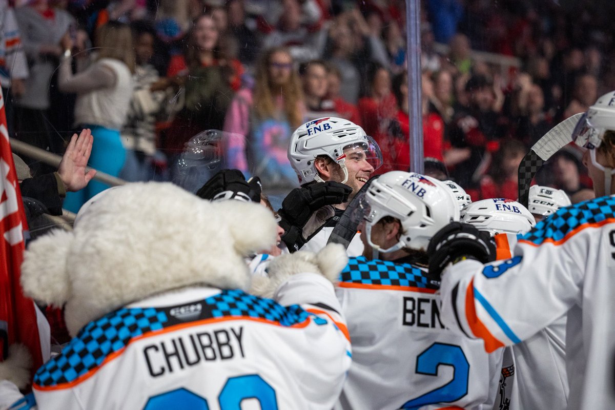 CheckersHockey's tweet photo. Had fun and looked good doing it 😁🔵🟠🏁

These jerseys raised nearly $27,000 - a portion of which will go to the CMPD Police Activities League, which provides opportunities for youth and young adults to participate in sports! https://t.co/p6VD0DY5uo