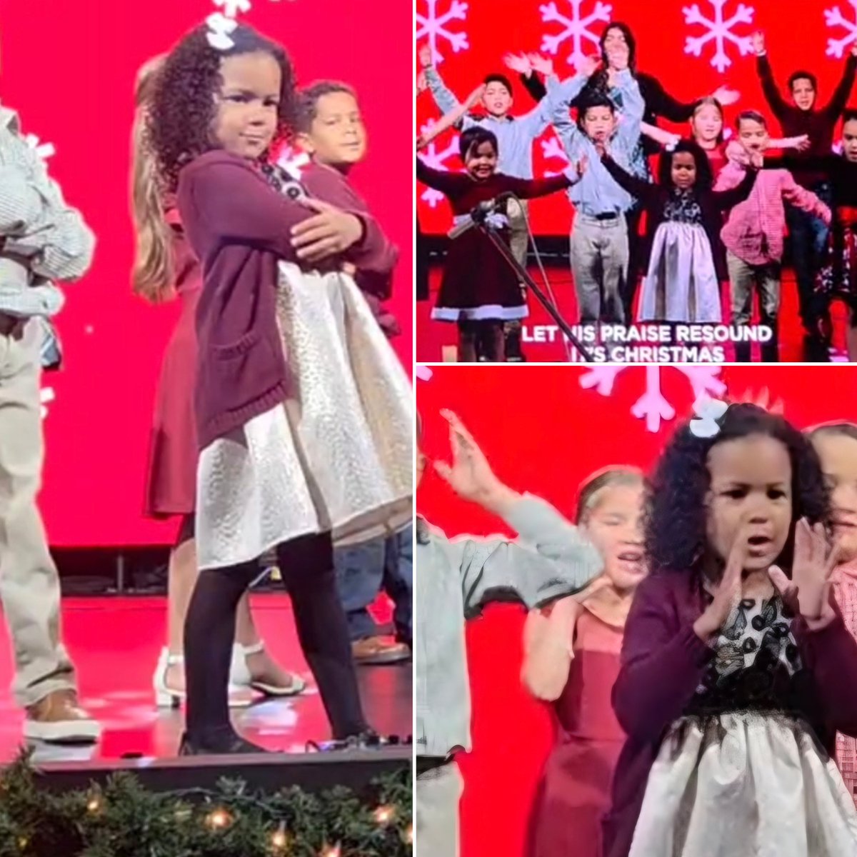 TurnAndBurn210's tweet image. Christmas program at church! Brightness was literally front and center and she rocked it! So proud of Quattro, too! Merry Christmas from the Felder Four! 🥰🎄