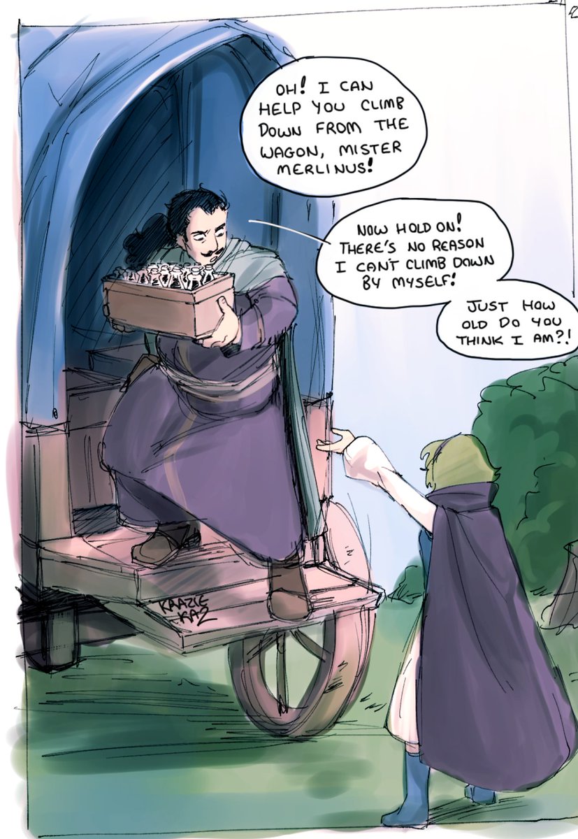 krazieka2's tweet image. Haven't drawn Merlinus in a hot minute, he got a wagon