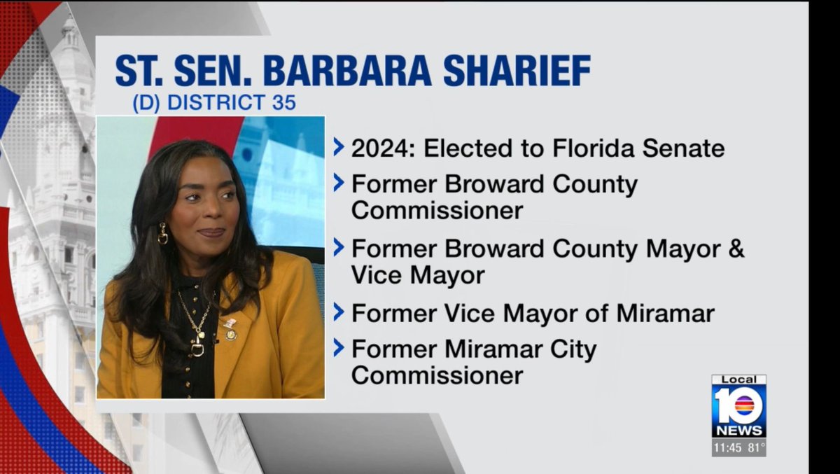Barbarasharief's tweet photo. Joined @WPLGLocal10 on This Week in South Florida to discuss property insurance, property taxes &amp; gun safety. I highlighted SB 30 to cap insurance rates and why Floridians especially in Broward need real tax relief to keep housing affordable. 🏠🌴
#SB30 #PropertyInsurance https://t.co/CkTaab8dId