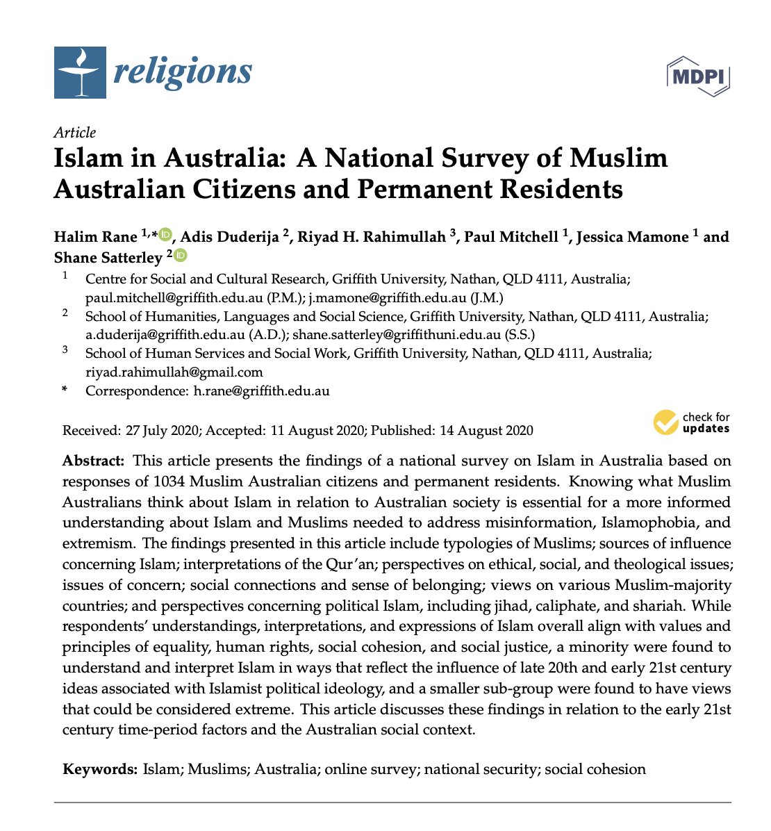 DrewPavlou's tweet photo. I just discovered an absolutely terrifying statistic. 

According to the most recent national survey of Australian Muslim attitudes, 9.9% of Australian Muslim men self-identified as militant Islamists, meaning they selected ''strongly agree'' or ''agree'' to the statement: ''I am a committed Muslim who believes an Islamic political order and shariah should be implemented by force if necessary.''

This survey was based on a representative sample of 1,034 Muslim Australian citizens and permanent residents. The survey respondents were more highly educated than the Muslim Australian population overall, meaning that the true figure of self-identified militant Islamists may be higher. 

There are approximately 400,000 Muslim men in Australia, meaning that if 10% of this group hold "militant" views as defined by the survey, the estimated total militant Islamist men in Australia is approximately 40,000.