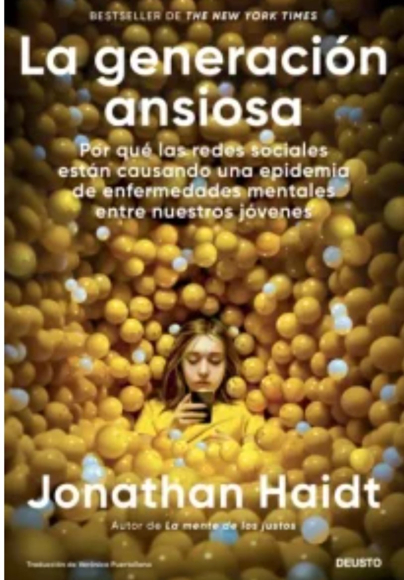 Jonathan Haidt. «La generación ansiosa»

Un libro que me impacto en 2025

Su tesis: La infancia, de la generación Z, con un amplio uso del móvil ha generado un «tsunami de enfermedades mentales» en menores

Una correlación interesante a analizar

nuevarevista.net/jonathan-haidt…