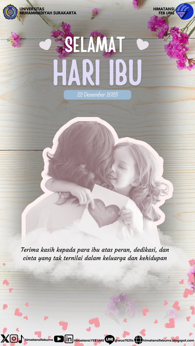 himatansiFEBUMS's tweet image. [𝐒𝐄𝐋𝐀𝐌𝐀𝐓 𝐇𝐀𝐑𝐈 𝐈𝐁𝐔]

Selamat Hari Ibu 🤍

Terima kasih kepada para ibu atas peran, dedikasi, dan cinta yang tak ternilai dalam keluarga dan kehidupan 💫

#HIMATANSI2025
#SmartInAccounting
#SmartInLife
#HariIbu