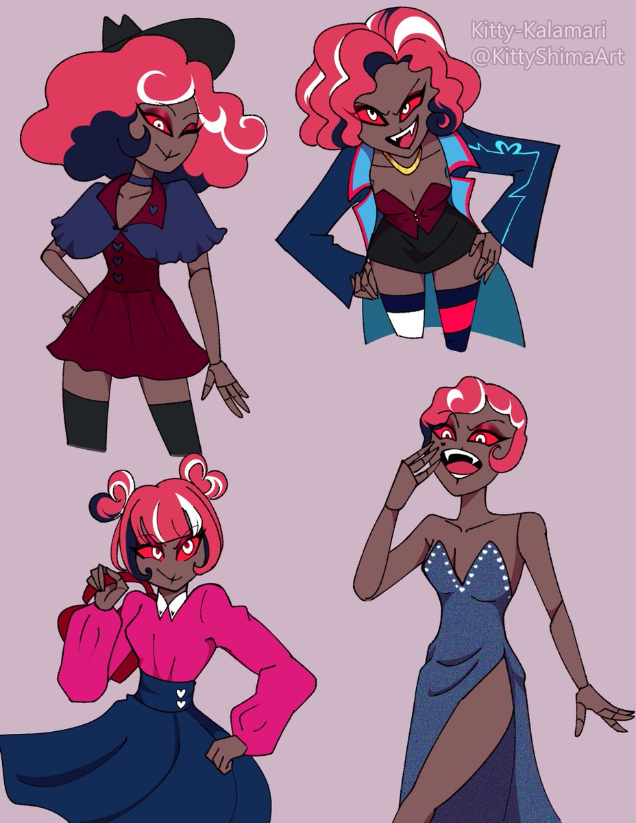I had a vision of Velvette wearing blue while I was drowsy on cold medication so I had to make it a reality. 

#HazbinHotel