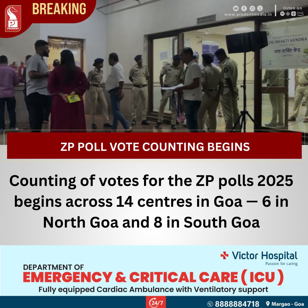 prudentgoa's tweet photo. Counting of votes for the ZP polls begins across 14 centres in Goa — 6 in North Goa and 8 in South Goa
#ZillaPanchayatElections #ZPElections #GoaElections #VoteCounting #GoaPolls #NorthGoa #SouthGoa #ElectionUpdates #DemocracyInAction #GoaNews https://t.co/q0ONelsg3o