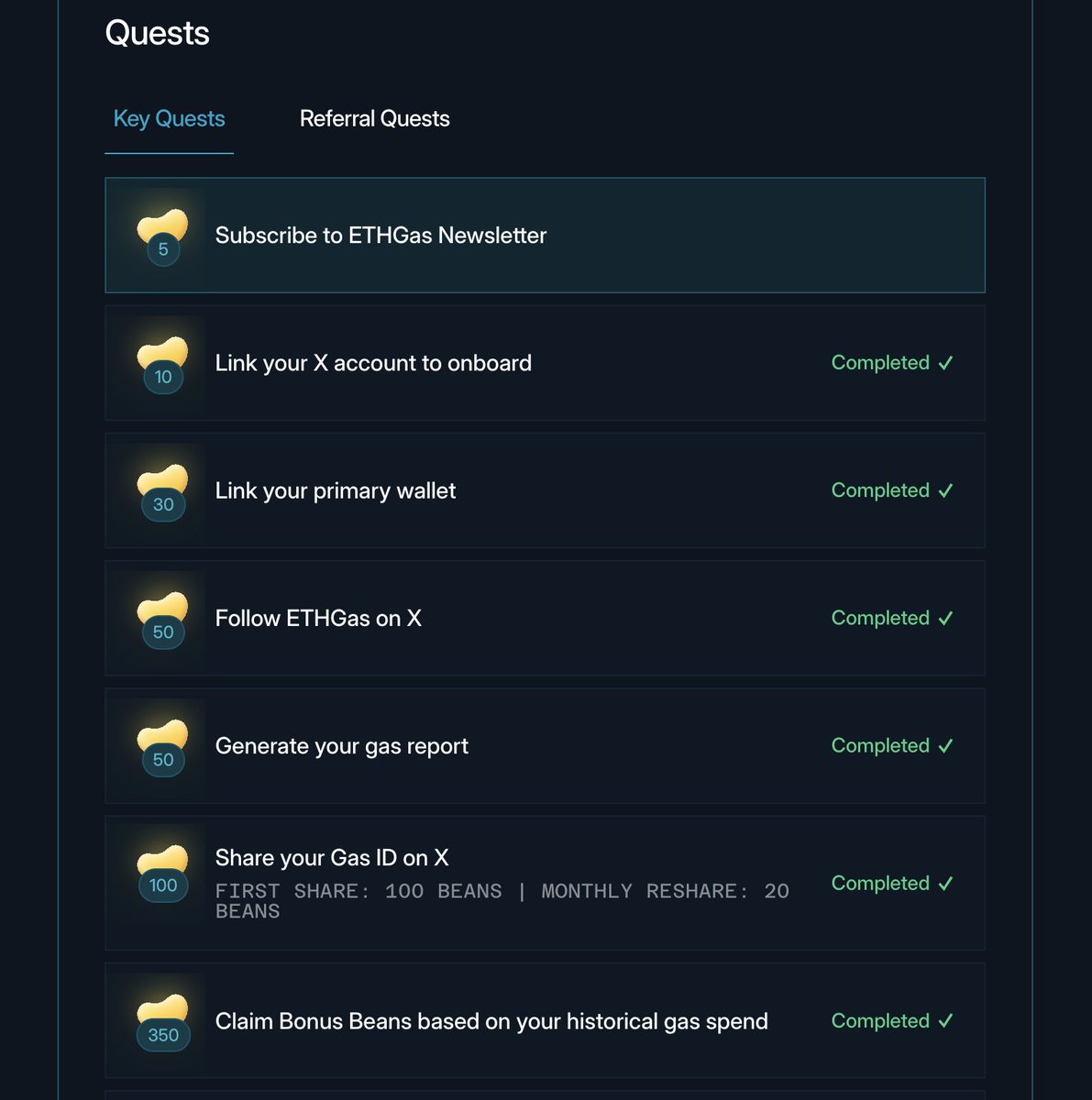 . <a href="/ETHGasOfficial/">ETHGAS</a> 任务还没做一定做下，刚看到也成立了基金会 <a href="/ETHGasFNDN/">ETHGas Foundation</a>  ，特别是gas消耗高的钱包

链接： ethgas.com/community/onbo…
         先生成gas报告，再根据提示完成任务
------------------
提醒下几个容易搞错的任务：

       任务一：
