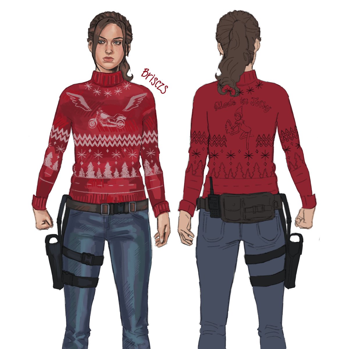 Claire if she had an ugly Christmas sweater on dbd #ClaireRedfield #ResidentEvil #REBHFun