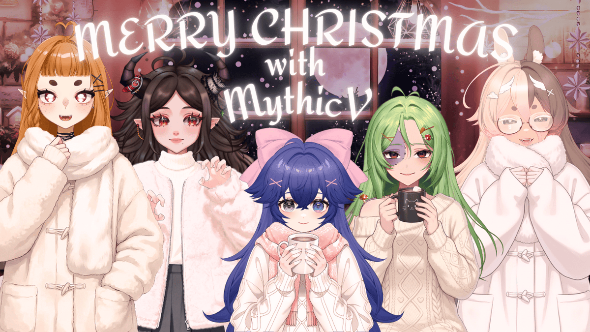 🎄Last MythicV Collab of the year!!🎄

✨Come hangout with us and chat about our plans for the future and accomplishments of this year :D!!✨

🔴LIVE NOW!!
twitch.tv/marcixox
twitch.tv/mskale
twitch.tv/plushybunni
twitch.tv/oyasumifrog
twitch.tv/yuriyourghost