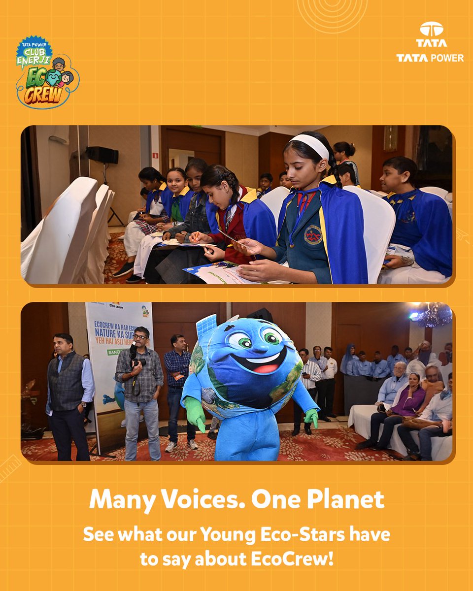 TataPower's tweet image. From pledges to practice!

Swipe through to see the promises from our young eco-stars and what they think of Dainik Jagran x Tata Power EcoCrew Mela!

These young changemakers are choosing habits that care for the planet and shape a greener tomorrow.

#EcoCrew #TataPower